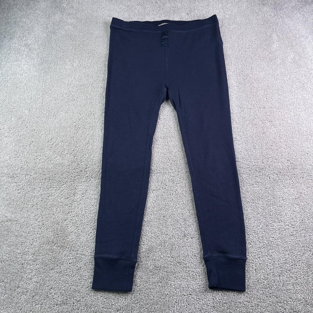 J Crew Pajama Pants Womens Medium Navy Blue Waffle Knit Thermal Lounge Leggings
